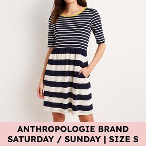 Anthropologie Saturday Sunday cotton Breton stripe tee dress nautical coastal S